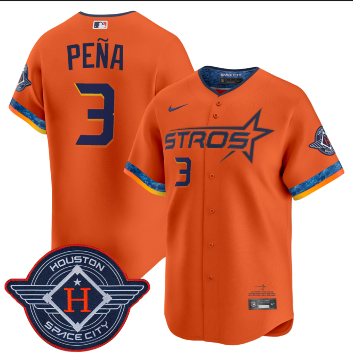 Men's Houston Astros #3 Jeremy Peña Orange 2025 City Connect Limited Stitched Baseball Jersey