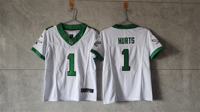 Youth Philadelphia Eagles #1 Jalen Hurts White/Green 2023 F.U.S.E Vapor Untouchable Limited Stitched Football Jersey Youth Philadelphia Eagles #1 Jalen Hurts White/Green 2023 F.U.S.E Vapor Untouchable Limited Stitched Football Jersey