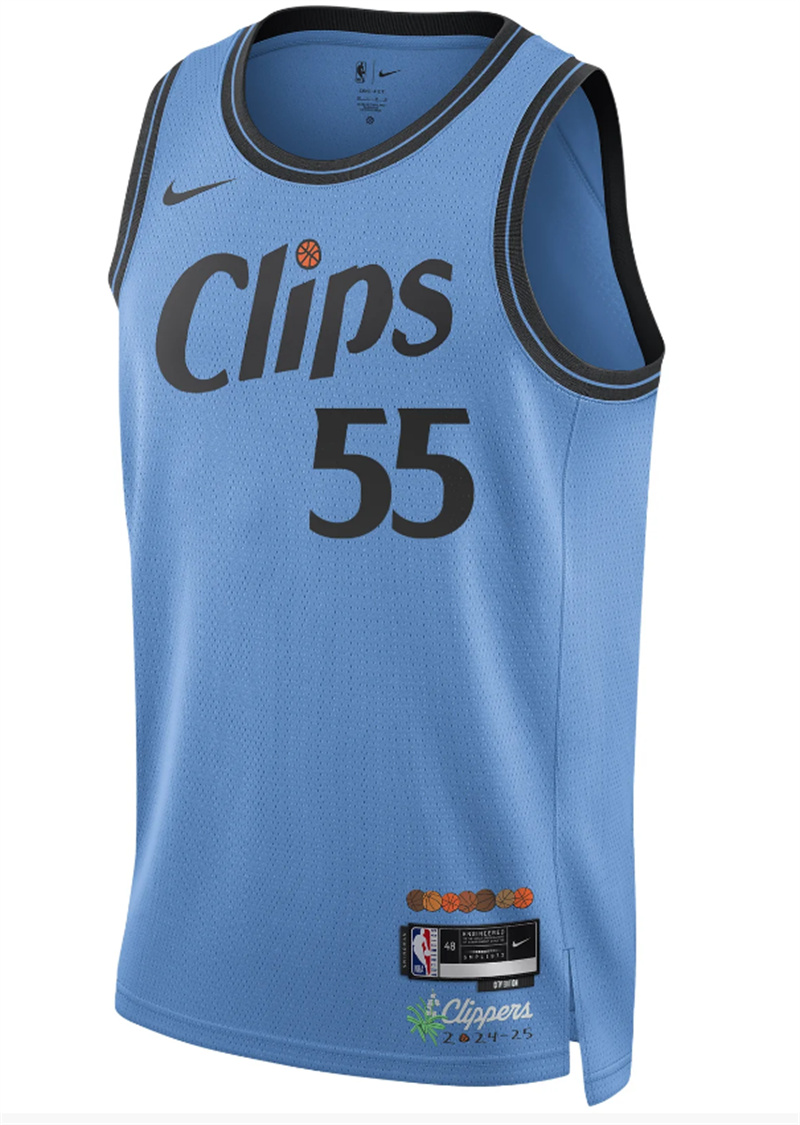 Men's Los Angeles Clippers #55 Derrrick Jones Jr. 2024-2025 Blue Edition Stitched Jersey Men's Los Angeles Clippers #55 Derrrick Jones Jr. 2024-2025 Blue Edition Stitched Jersey