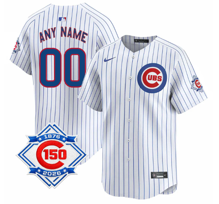 Men's Chicago Cubs Active Player Custom White 150th Anniversary Home Limited Stitched Baseball Jersey Men's Chicago Cubs Active Player Custom White 150th Anniversary Home Limited Stitched Baseball Jersey