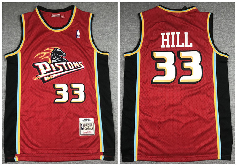 Men's Detroit Pistons #33 Grant Hill 1998-99 Red Throwback Stitched Jersey Men's Detroit Pistons #33 Grant Hill 1998-99 Red Throwback Stitched Jersey
