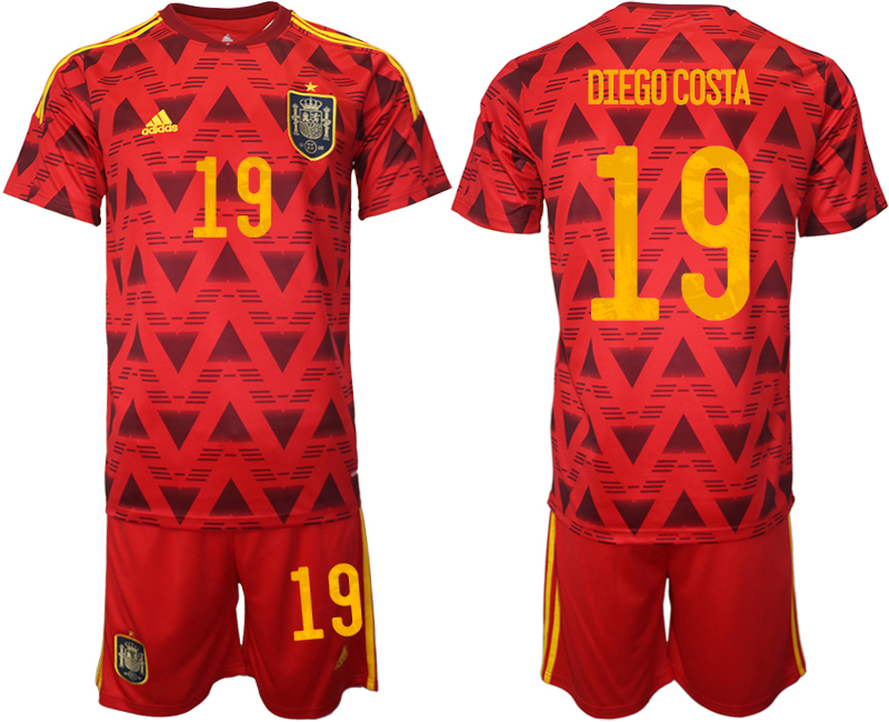 Men's Spain #19 Diego Costa Home Soccer Jersey Suit Men's Spain #19 Diego Costa Home Soccer Jersey Suit
