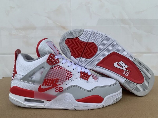 Men's Running weapon Air Jordan 4 x Nike SB White/Red Shoes 0116 Men's Running weapon Air Jordan 4 x Nike SB White/Red Shoes 0116