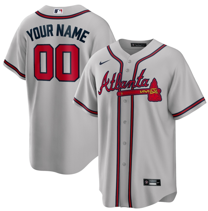 Youth Atlanta Braves Active Player Custom Grey Cool Base Stitched Baseball Jersey