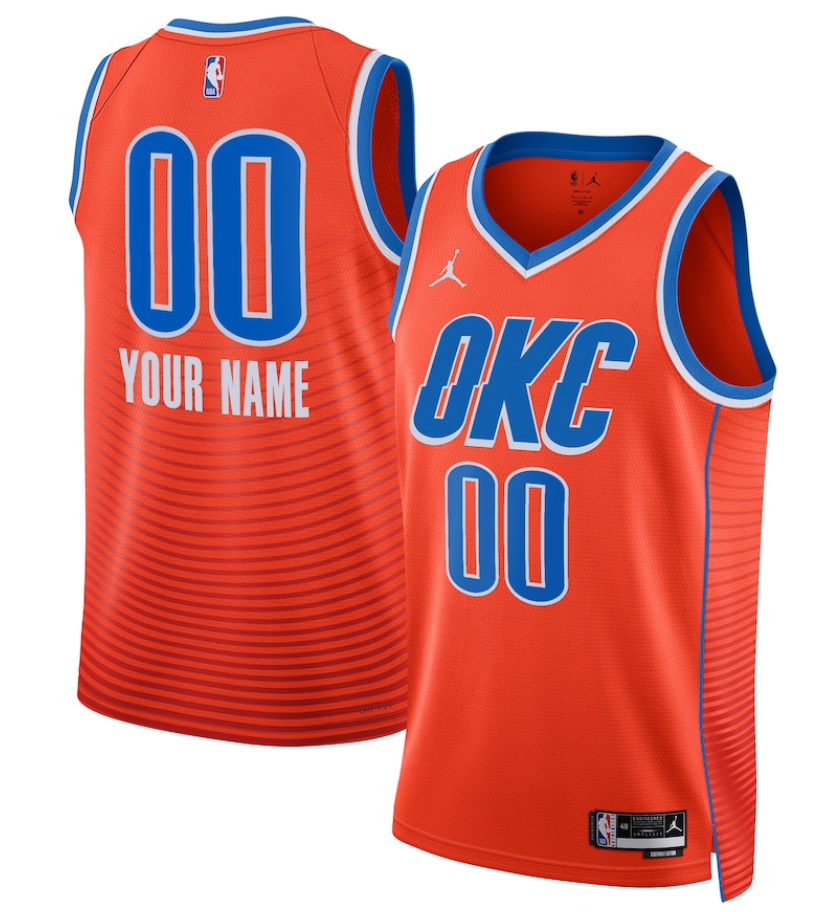 Men's Oklahoma City Thunder Active Player Custom Orange Statement Edition Stitched Basketball Jersey Men's Oklahoma City Thunder Active Player Custom Orange Statement Edition Stitched Basketball Jersey