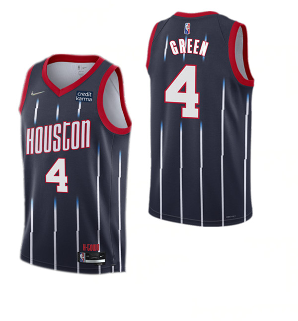 Men's Houston Rockets #4 Jalen Green 2021/22 City Edition 75th Anniversary Navy Stitched Basketball Jersey Men's Houston Rockets #4 Jalen Green 2021/22 City Edition 75th Anniversary Navy Stitched Basketball Jersey