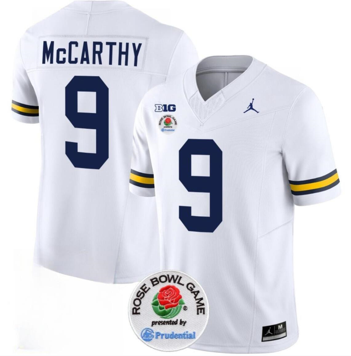 Men's Michigan Wolverines #9 J.J. McCarthy 2023 F.U.S.E. White Rose Bowl Patch Stitched Jersey Men's Michigan Wolverines #9 J.J. McCarthy 2023 F.U.S.E. White Rose Bowl Patch Stitched Jersey