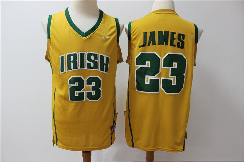 Men's Notre Dame Fighting Irish #23 Lebron James Yellow Limited Stitched Jersey Men's Notre Dame Fighting Irish #23 Lebron James Yellow Limited Stitched Jersey