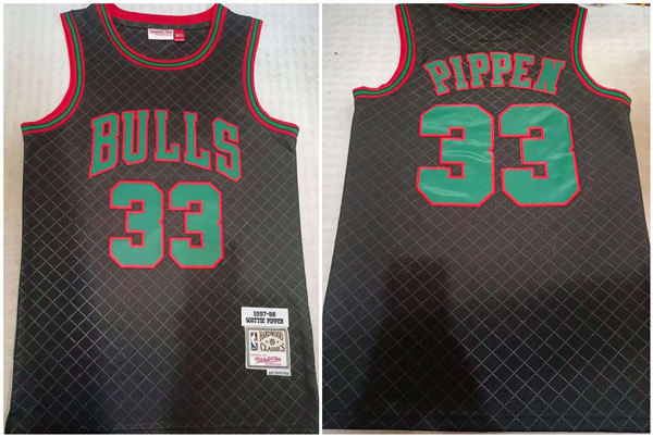 Men's Chicago Bulls #33 Scottie Pippen Black 1997-98 Finals Throwback Stitched Basketball Jersey Men's Chicago Bulls #33 Scottie Pippen Black 1997-98 Finals Throwback Stitched Basketball Jersey