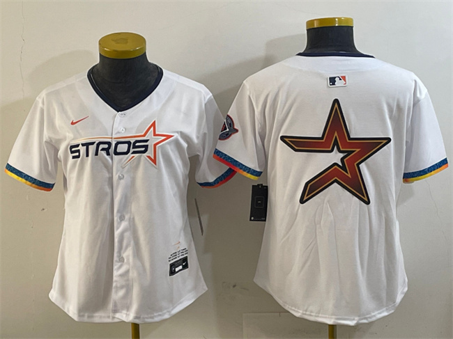 Women's Houston Astros Team Big Logo White 2025 City Connect Limited Stitched Baseball Jersey(Run Small) 002 Women's Houston Astros Team Big Logo White 2025 City Connect Limited Stitched Baseball Jersey(Run Small) 002