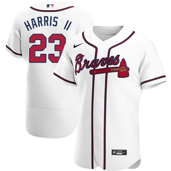 Men's Atlanta Braves #23 Michael Harris II White Flex Base Stitched Baseball Jersey Men's Atlanta Braves #23 Michael Harris II White Flex Base Stitched Baseball Jersey