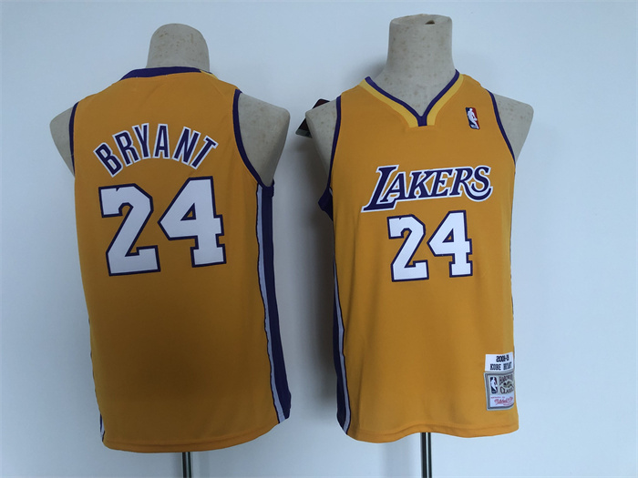 Youth Los Angeles Lakers #24 Kobe Bryant Yellow Stitched Basketball Jersey Youth Los Angeles Lakers #24 Kobe Bryant Yellow Stitched Basketball Jersey