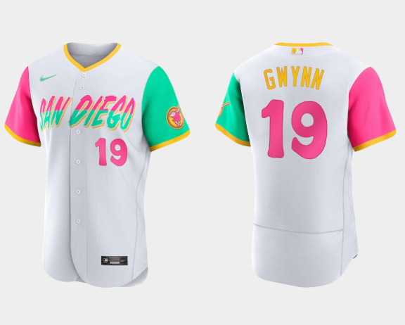 Men's San Diego Padres #19 Tony Gwynn 2022 White City Connect Flex Base Stitched Baseball Jersey Men's San Diego Padres #19 Tony Gwynn 2022 White City Connect Flex Base Stitched Baseball Jersey