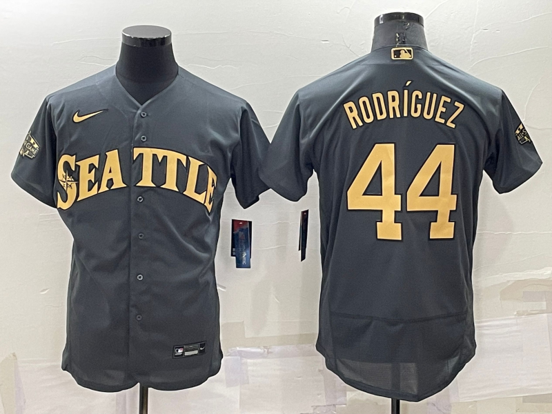 Men's Seattle Mariners #44 Julio Rodríguez 2022 All-Star Charcoal Flex Base Stitched Jersey