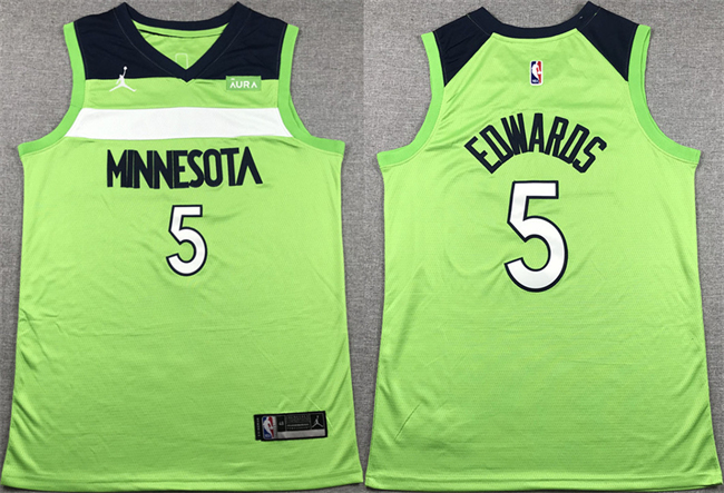 Men's Minnesota Timberwolves #5 Anthony Edwards Green Stitched Jersey Men's Minnesota Timberwolves #5 Anthony Edwards Green Stitched Jersey
