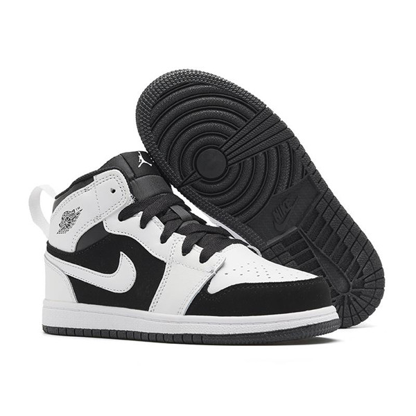 Youth Running Weapon Air Jordan 1 White/Black Shoes 10032