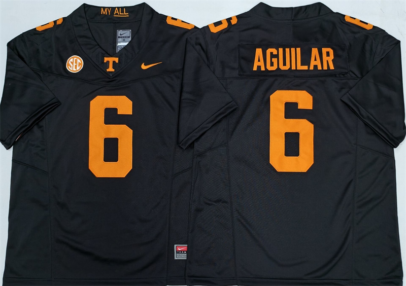 Men's Tennessee Volunteers #6 Joey Aguilar Black 2025 F.U.S.E. Stitched Jersey