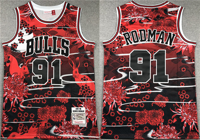 Men's Chicago Bulls #91 Dennis Rodman Black/Red Stitched Jersey Men's Chicago Bulls #91 Dennis Rodman Black/Red Stitched Jersey