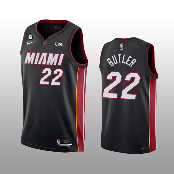 Men's Miami Heat #22 Jimmy Butler Black With NO.6 Patch Stitched Jersey Men's Miami Heat #22 Jimmy Butler Black With NO.6 Patch Stitched Jersey
