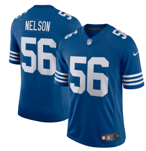 Men's Indianapolis Colts #56 Quenton Nelson Royal 2021 Limited Stitched Jersey Men's Indianapolis Colts #56 Quenton Nelson Royal 2021 Limited Stitched Jersey