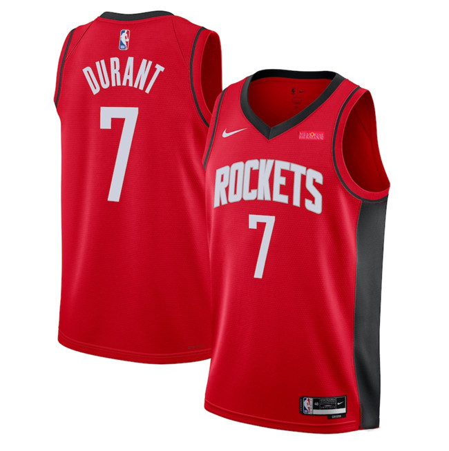 Men's Houston Rockets #7 Kevin Durant Red Icon Edition Stitched Jersey