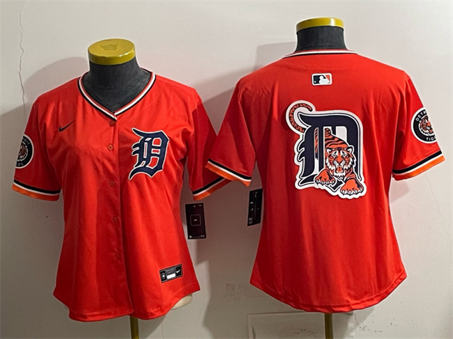 Women's Detroit Tigers Team Big Logo Orange 2026 Alternate Vapor Premier Limited Stitched Baseball Jersey(Run Small)