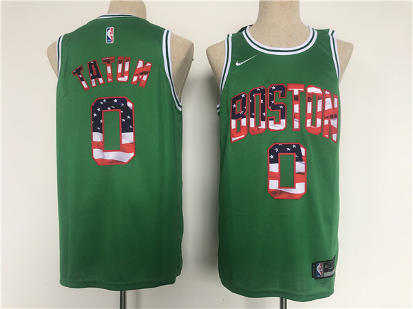 Men's Boston Celtics #0 Jayson Tatum USA Flag Green Stitched Jersey Men's Boston Celtics #0 Jayson Tatum USA Flag Green Stitched Jersey