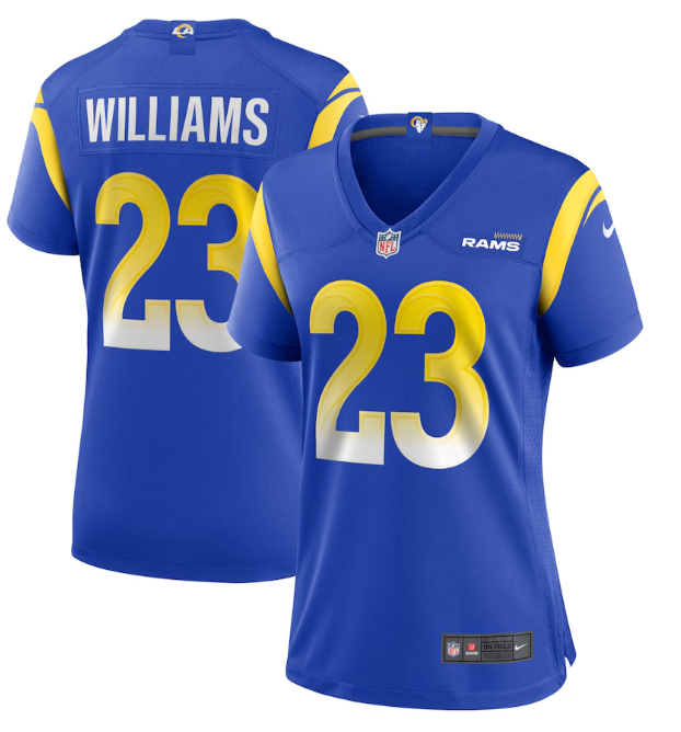 Women's Los Angeles Rams Custom Blue Game Stitched Jersey(Run Small)