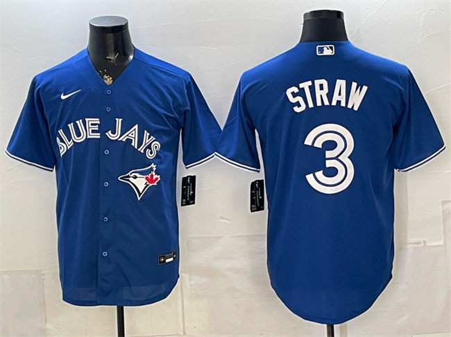 Men's Toronto Blue Jays #3 Myles Straw Royal Stitched Baseball Jersey Men's Toronto Blue Jays #3 Myles Straw Royal Stitched Baseball Jersey