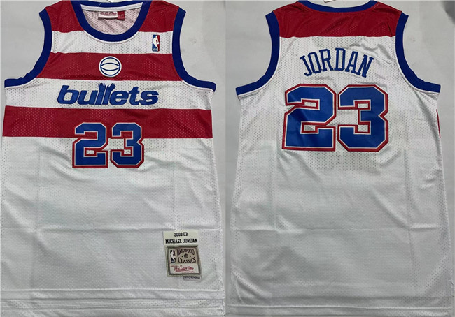 Men's Washington Wizards #23 Michael Jordan White Throwback Stitched Jersey Men's Washington Wizards #23 Michael Jordan White Throwback Stitched Jersey