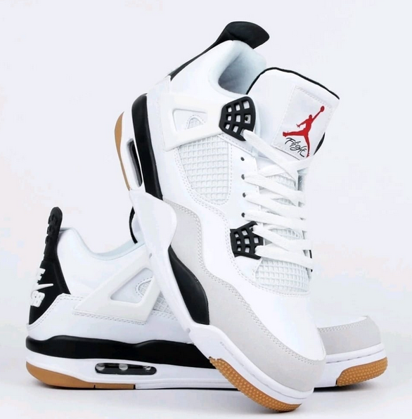 Men's Hot Sale Running weapon Air Jordan 4 White/Black Shoes 0253