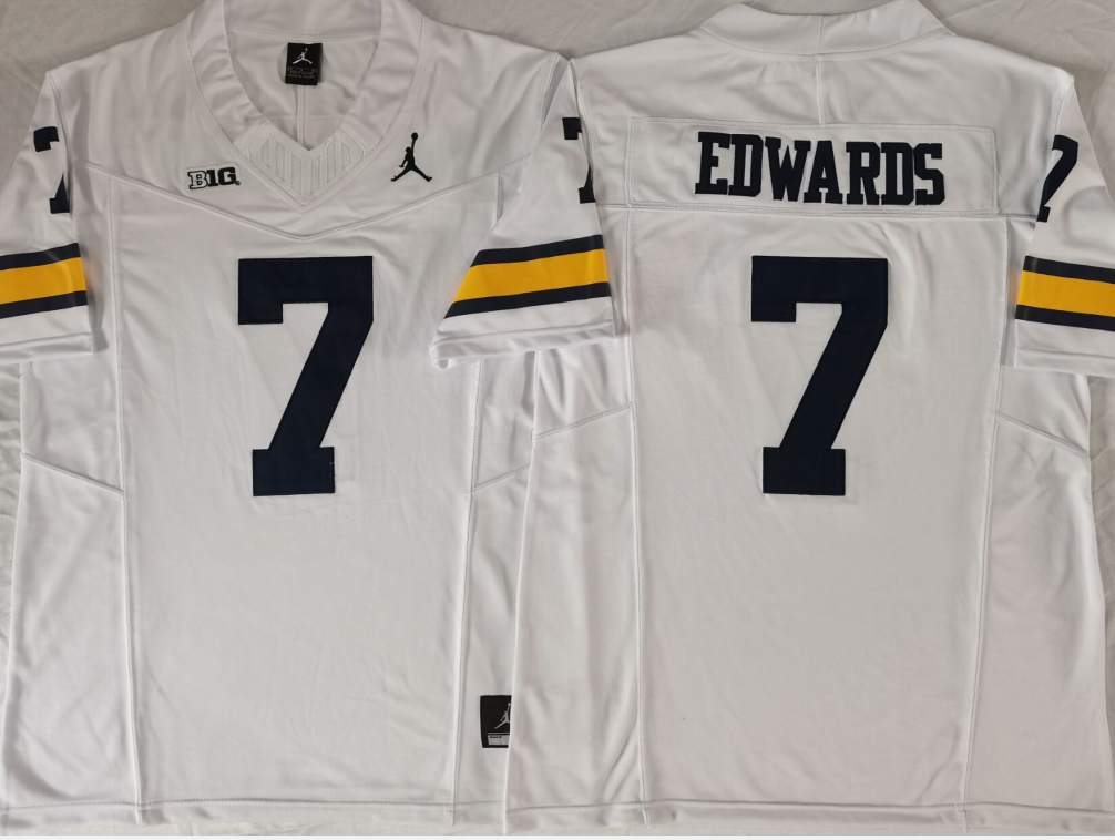 Men's Michigan Wolverines #7 Donovan Edwards 2023 F.U.S.E. White Stitched Jersey Men's Michigan Wolverines #7 Donovan Edwards 2023 F.U.S.E. White Stitched Jersey