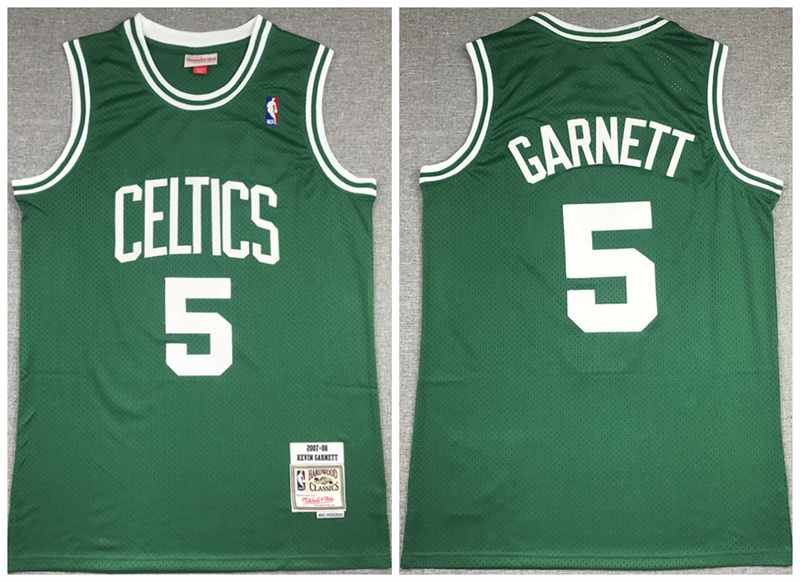 Men's Boston Celtics #5 Kevin Garnett 2007-08 Green Throwback Stitched Jersey Men's Boston Celtics #5 Kevin Garnett 2007-08 Green Throwback Stitched Jersey