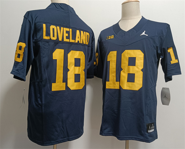 Men's Michigan Wolverines #18 Colston Loveland 2023 F.U.S.E. Navy Stitched Jersey Men's Michigan Wolverines #18 Colston Loveland 2023 F.U.S.E. Navy Stitched Jersey
