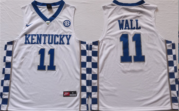 Men's Kentucky Wildcats #11 John Wall White Stitched Jersey Men's Kentucky Wildcats #11 John Wall White Stitched Jersey