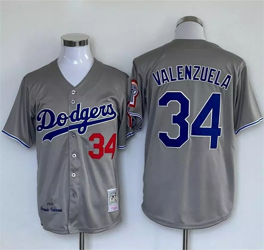 Men's Los Angeles Dodgers #34 Fernando Valenzuela GrayFlex Base Stitched Baseball Jersey Men's Los Angeles Dodgers #34 Fernando Valenzuela GrayFlex Base Stitched Baseball Jersey