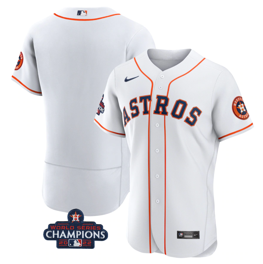 Men's Houston Astros Blank White 2022 World Series Champions Flex Base Stitched Baseball Jersey Men's Houston Astros Blank White 2022 World Series Champions Flex Base Stitched Baseball Jersey