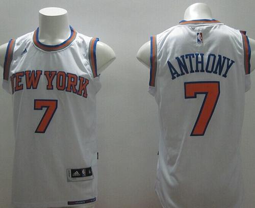 Men's New Yok Knicks #7 Carmelo Anthony White Stitched NBA Jersey
