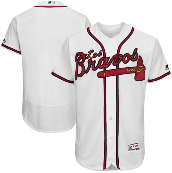 Men's Atlanta Braves Blank White Los Bravos Flex Base Stitched Baseball Jersey Men's Atlanta Braves Blank White Los Bravos Flex Base Stitched Baseball Jersey