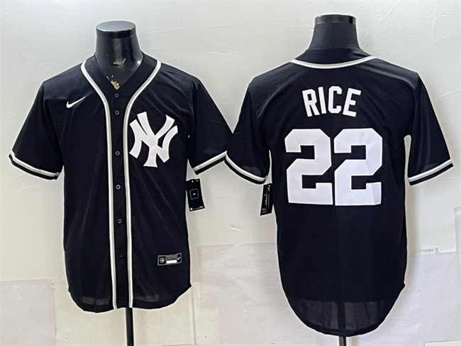 Men's New York Yankees #22 Ben Rice 2026 Fashion Replica Black Out Stitched Baseball Jersey Men's New York Yankees #22 Ben Rice 2026 Fashion Replica Black Out Stitched Baseball Jersey