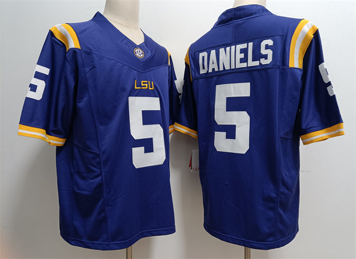 Men's LSU Tigers #5 Jayden Daniels Blue Stitched Jersey Men's LSU Tigers #5 Jayden Daniels Blue Stitched Jersey