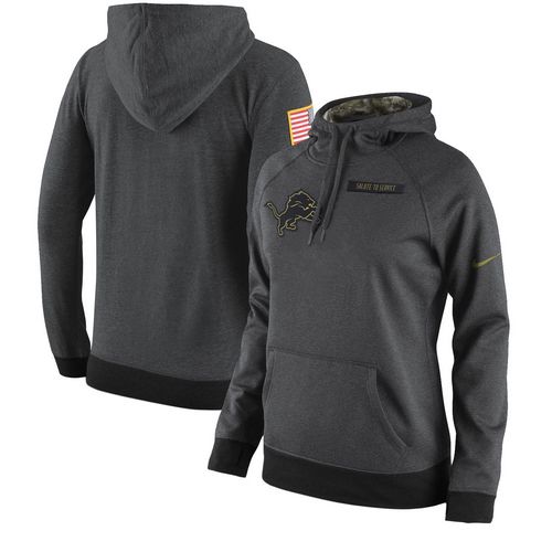 Women's Detroit Lions Nike Anthracite Salute To Service Player Performance Hoodie