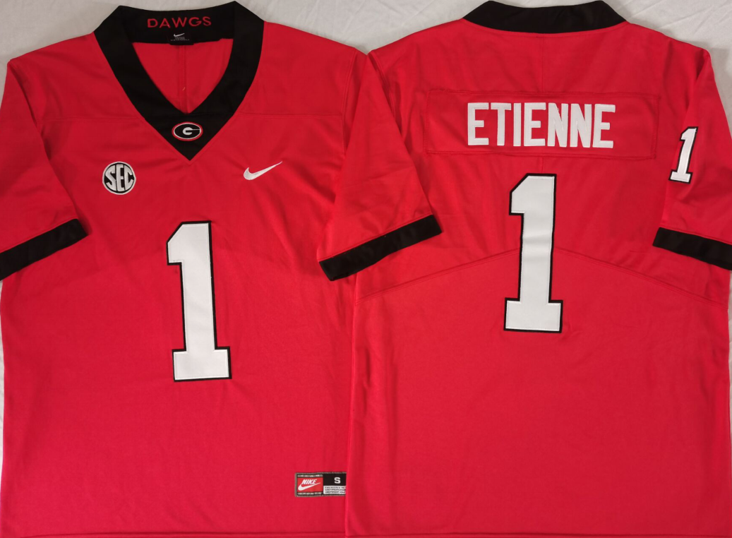 Georgia Bulldogs #1 Trevor Etienne Red Stitched Jersey Georgia Bulldogs #1 Trevor Etienne Red Stitched Jersey