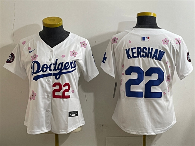 Youth Los Angeles Dodgers #22 Clayton Kershaw White 2025 Tokyo Series Limited Stitched Baseball Jersey Youth Los Angeles Dodgers #22 Clayton Kershaw White 2025 Tokyo Series Limited Stitched Baseball Jersey