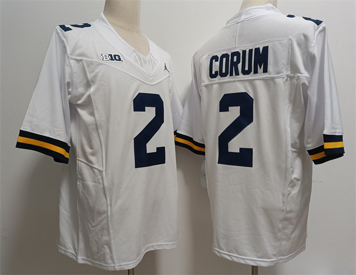 Men's Michigan Wolverines #2 CORUM White Stitched Jersey Men's Michigan Wolverines #2 CORUM White Stitched Jersey