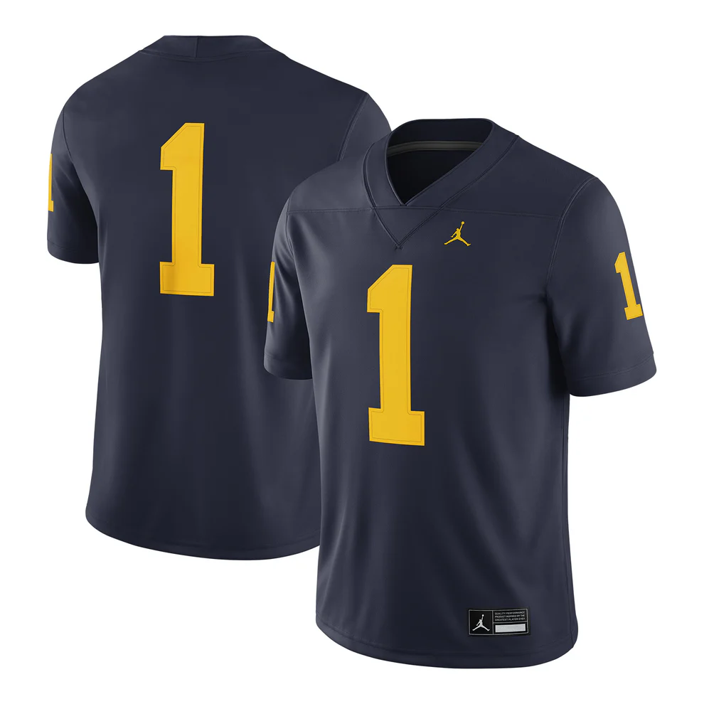 Men's Michigan Wolverines #1 Jordan Brand Navy Stitched Jersey Men's Michigan Wolverines #1 Jordan Brand Navy Stitched Jersey