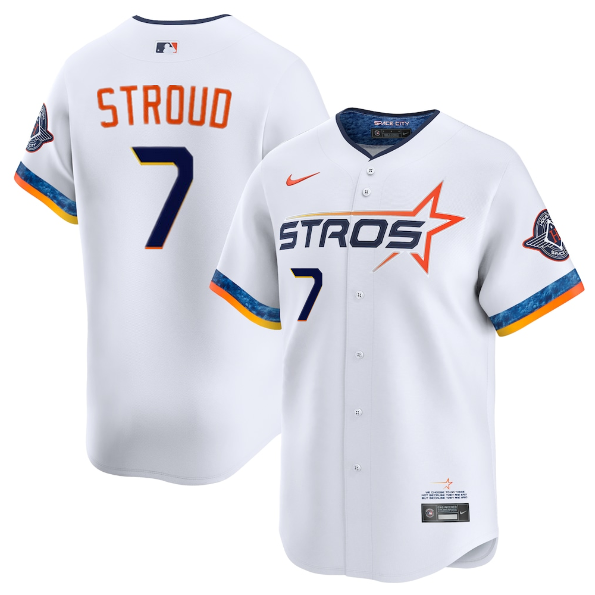 Men's Houston Astros #7 C.J. Stroud White 2025 City Connect Limited Stitched Baseball Jersey Men's Houston Astros #7 C.J. Stroud White 2025 City Connect Limited Stitched Baseball Jersey