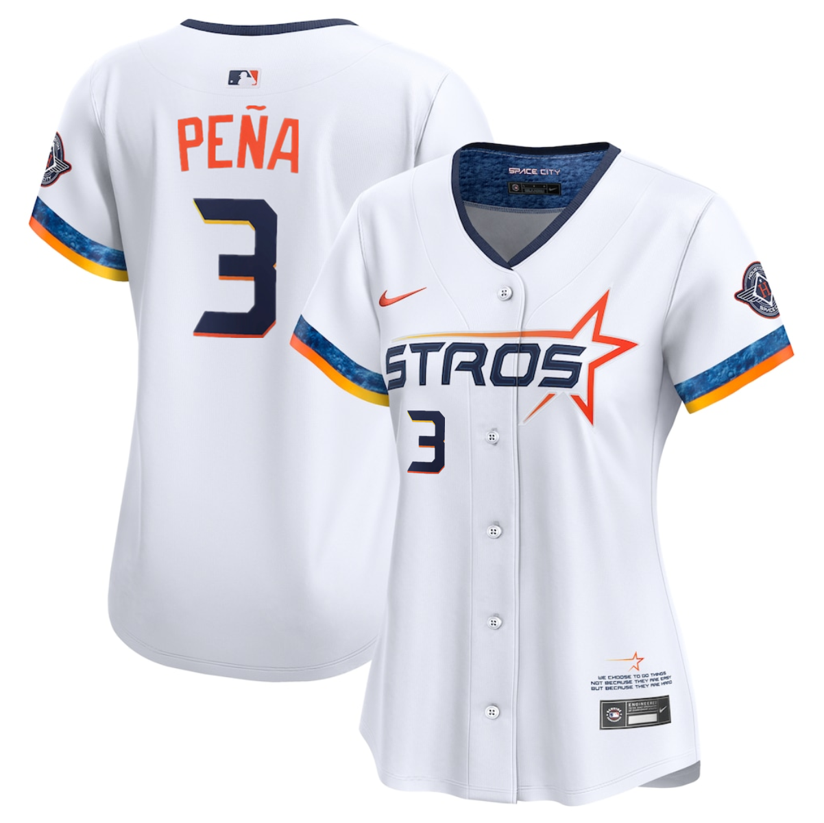 Women's Houston Astros #3 Jeremy Peña White 2025 City Connect Limited Stitched Baseball Jersey(Run Small)