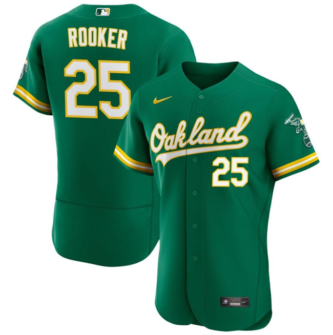 Men's Oakland Athletics #25 Brent Rooker Green Flex Base Stitched Jersey Men's Oakland Athletics #25 Brent Rooker Green Flex Base Stitched Jersey