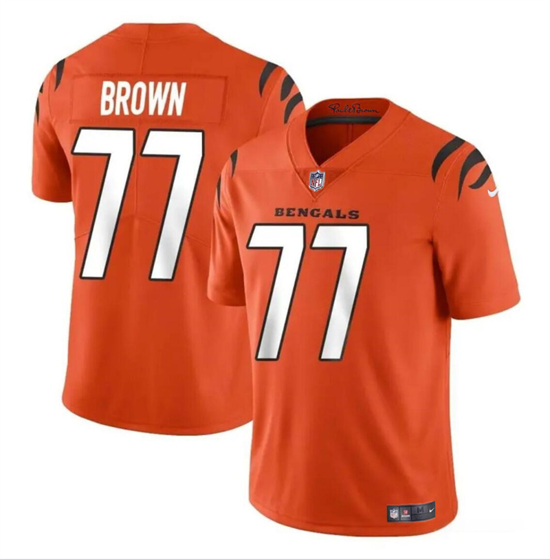 Youth Cincinnati Bengals #77 Trent Brown Orange Vapor Untouchable Limited Stitched Jersey Youth Cincinnati Bengals #77 Trent Brown Orange Vapor Untouchable Limited Stitched Jersey